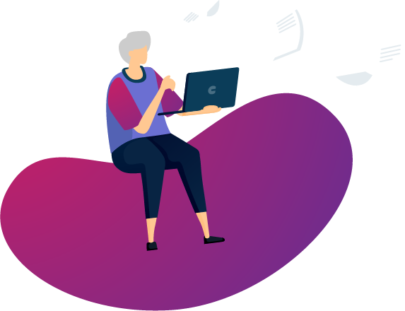 Personne âgée consultant son ordinateur