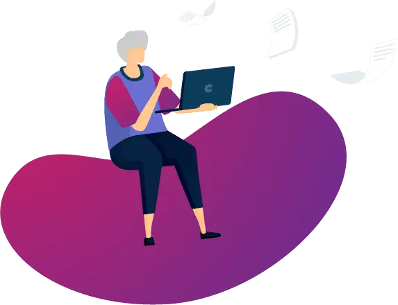 Personne âgée consultant son ordinateur